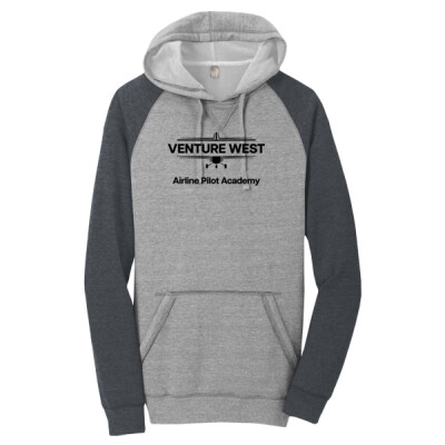 District Lightweight Fleece Raglan Hoodie - Black logo Thumbnail