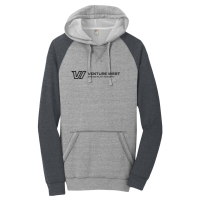 District Lightweight Fleece Raglan Hoodie - Horiz Black logo Thumbnail